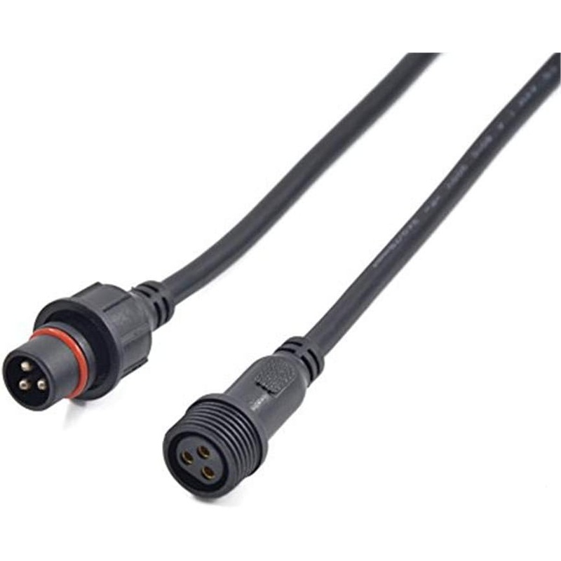 MVLED-3L-WP 3pin 20mm Black Electrical Connector Extension Cable 40cm/Pair 0.75mm 22mm Nut