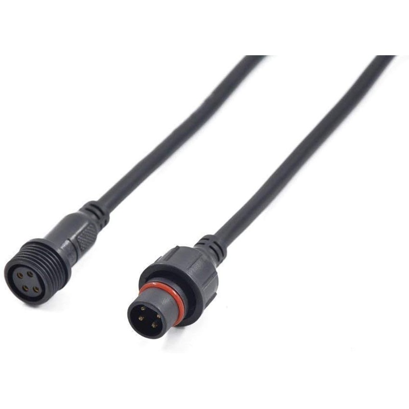 MVLED-4S-WP 4pin 20mm Black Electrical Connector Extension Cable 40cm/Pair 0.2mm 15mm Nut)