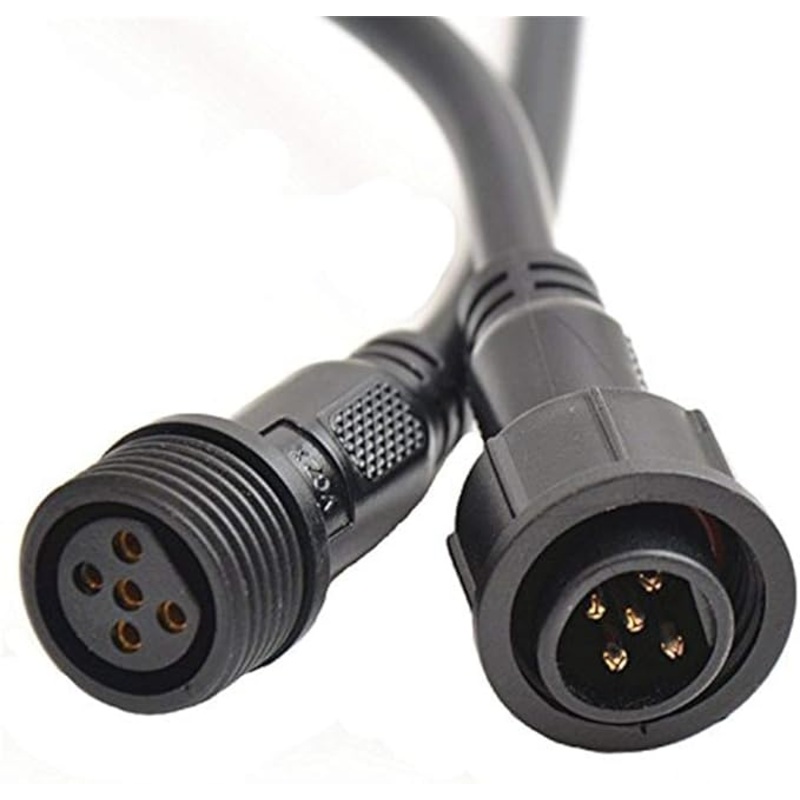 MVLED-5L-WP 5pin 20mm Black Electrical Connector Extension Cable 40cm/Pair 0.3mm 22mm Nut