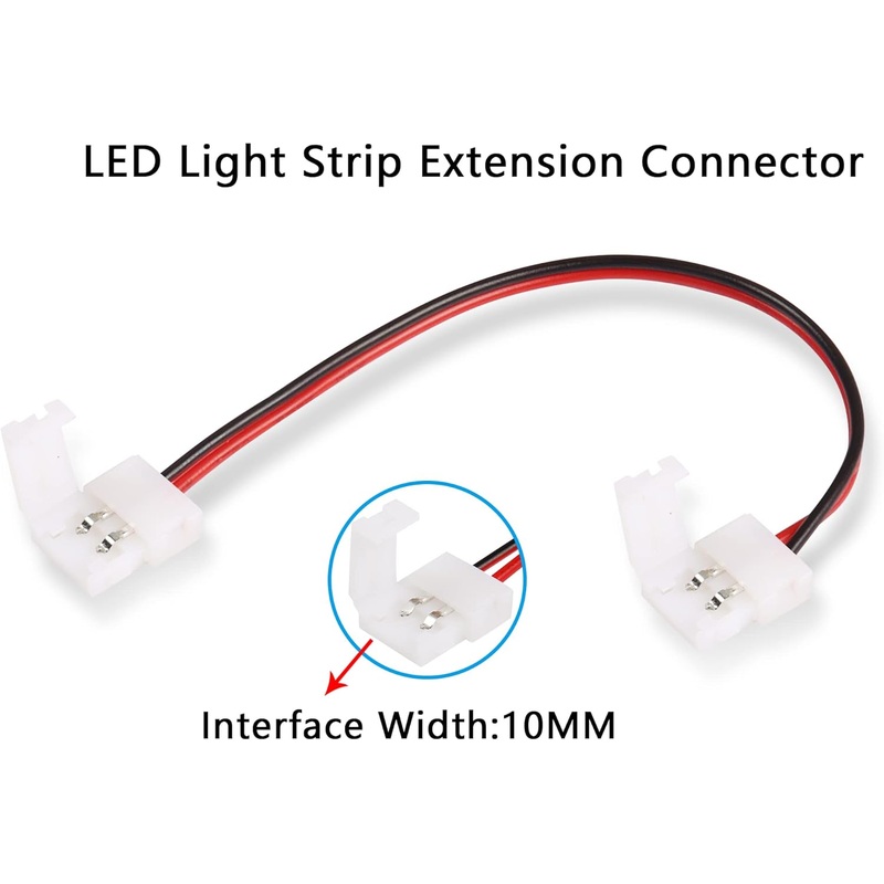 MVPIGCONSC10  10mm LED Light Strip Connector 10mm Wide Single Color Solderless Snap Any Angle Strip to Strip Jumper for 3528 5050 LED Light